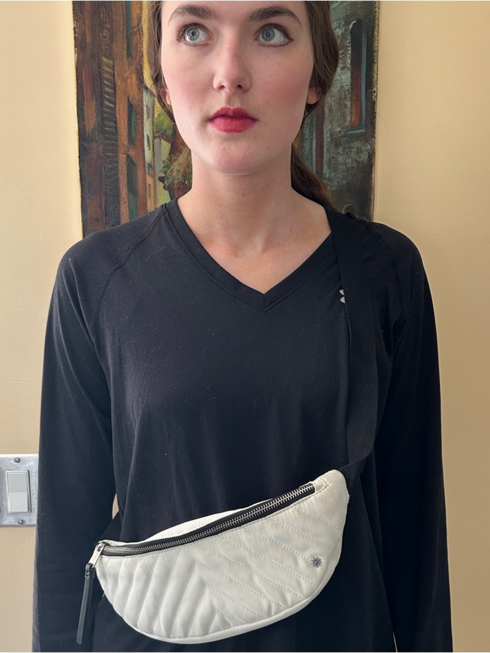 Athleta Kinetic Shine White Waistbag Crossbody Quiled Fanny Pack